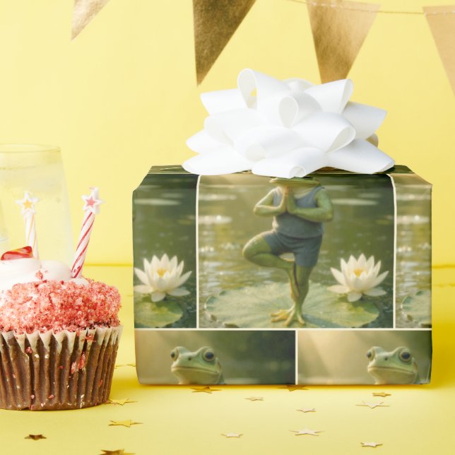 Papier Cadeau Birthday Frog In Yoga Pose (Fête d'anniversaire)
