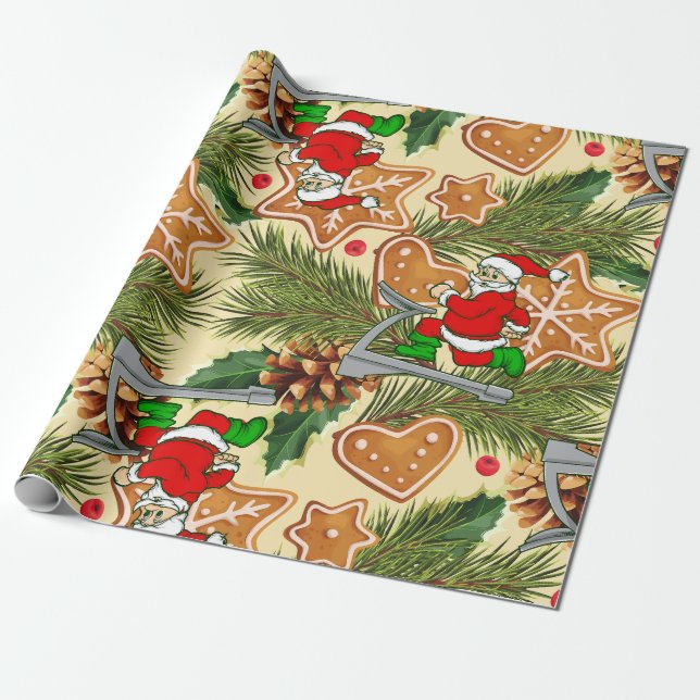 Papier Cadeau biscuits père Noël pour tapis de course de noël (Déroulé)