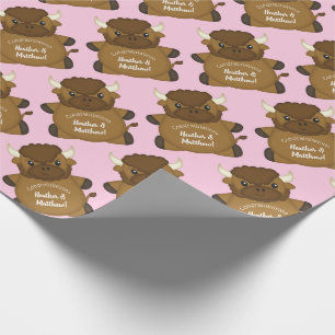 Papier Cadeau Bison Baby shower Buffalo rose