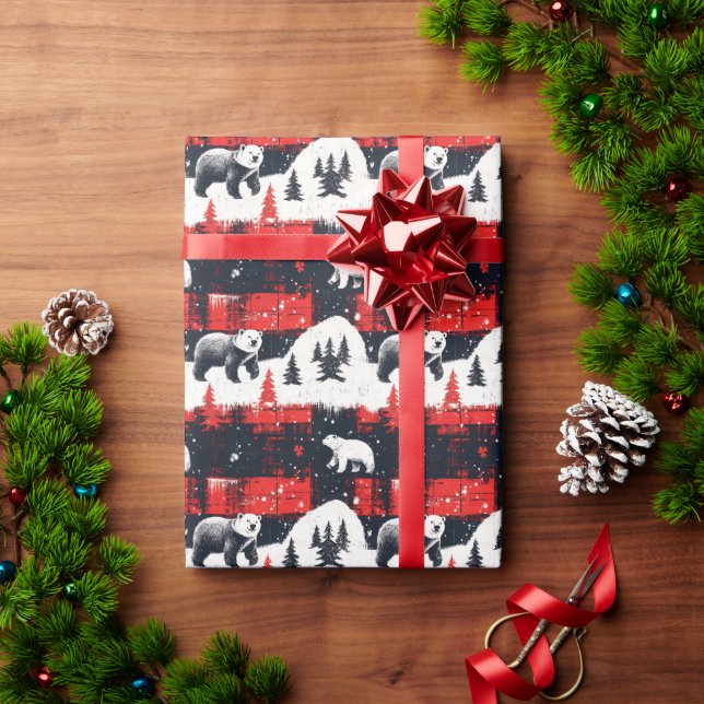 Papier Cadeau Bison rouge Plaids Ours polaire (Cadeau de vacances)