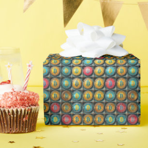 Papier Cadeau Bitcoin Cryptomonnaie Collection Enveloppe cadeau