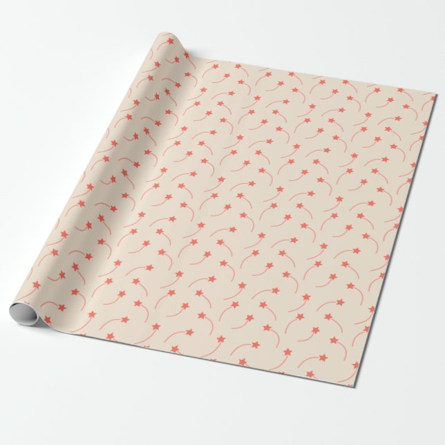 Papier Cadeau Bittersweet Orange Tir Stars (Déroulé)