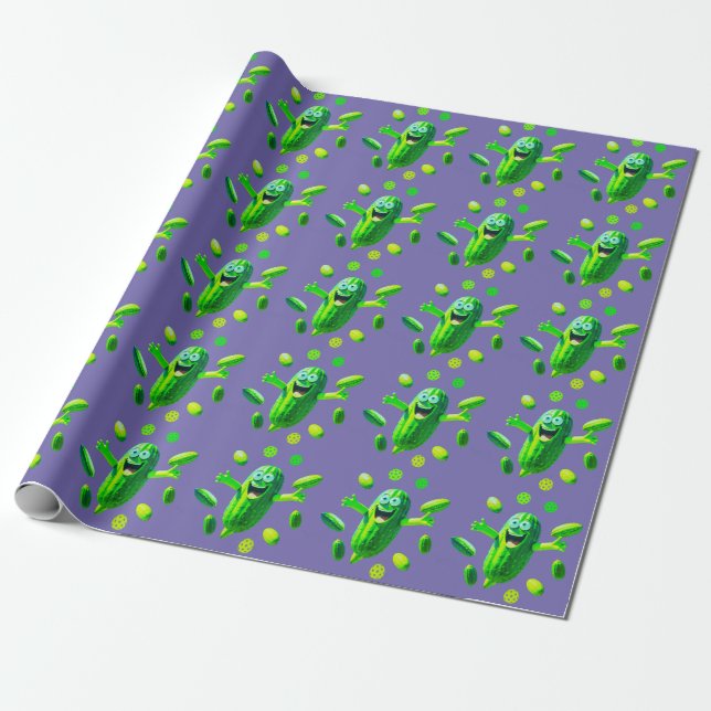 Papier Cadeau Bizarre vert mignon sur Arrière - plan pourpre (Déroulé)