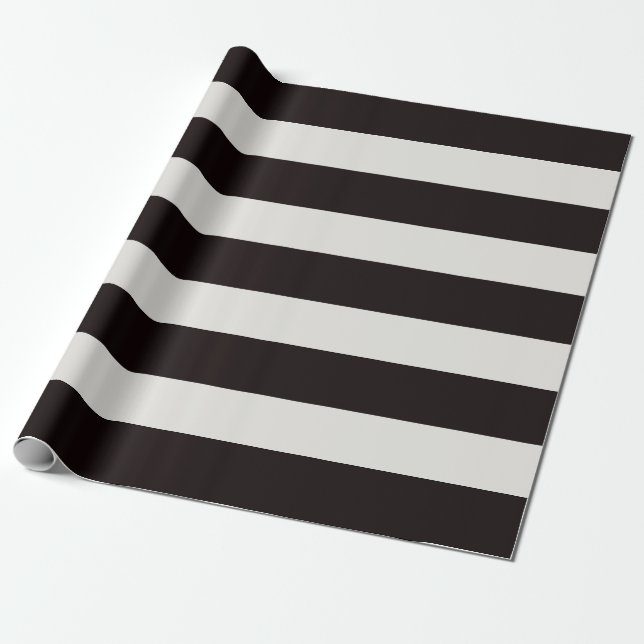 Papier Cadeau Black and White Awning Stripes (Déroulé)