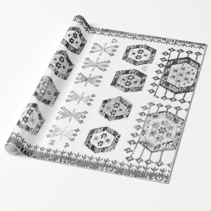 Papier Cadeau Black and White Aztec Shape Pattern