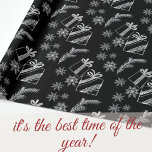 Papier Cadeau  Black and White Chalk Christmas Gifts and Snow<br><div class="desc">Enjoy gift giving with this Elegant Trendy Cute Black and White Chalk Christmas Gifts and Snow Wrapping Paper. Have a Wonderful Christmas!</div>