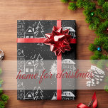 Papier Cadeau  Black and White Chalk Snowy Town<br><div class="desc">Enjoy gift giving with this Elegant Trendy Cute Black and White Chalk Snowy Town Wrapping Paper. Have a Wonderful Christmas!</div>