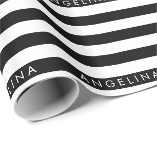 Papier Cadeau Black and White Striped