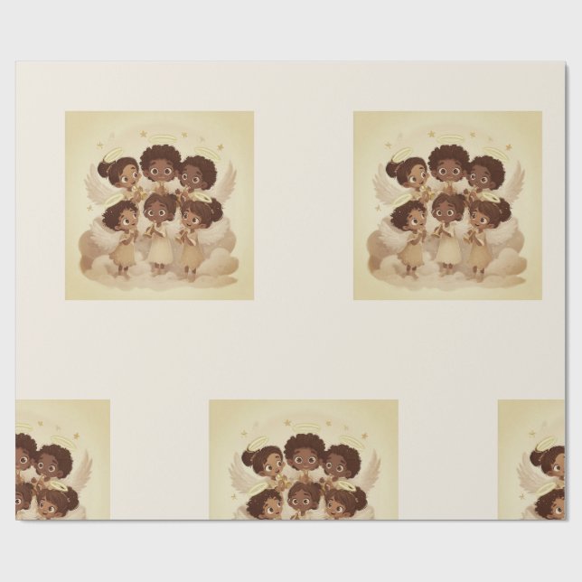 Papier Cadeau Black Angel Christmas Choir Wrapping Paper 2 (Plat)
