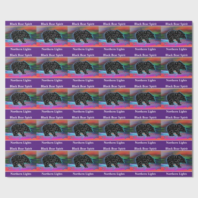 Papier Cadeau Black Bear Spirit Northern Lights (Plat)