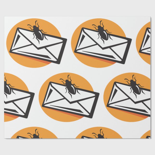 Papier Cadeau Black Beetle Insect on Envelope (Plat)