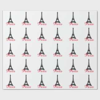 Papier Cadeau Black Blanc Tour Eiffel Paris Love City Travel