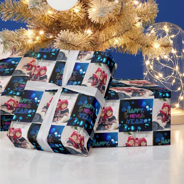 Papier Cadeau Black & Blue Midnight Sparkle Neon Glow New Year  (Vacances)