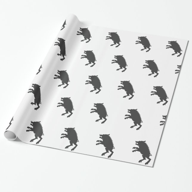 Papier Cadeau Black Boar medieval silhouette (Déroulé)