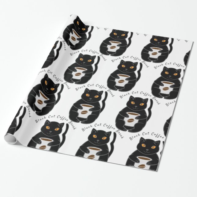 Papier Cadeau Black Cat Coffee Break Thunder_Cove (Déroulé)