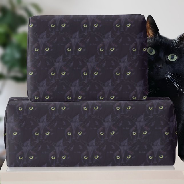Papier Cadeau Black Cat Green Eyes Motif animal de compagnie Ann (Know a green eyed cat? Need to wrap a gift for them? This is the wrapping paper just for them)