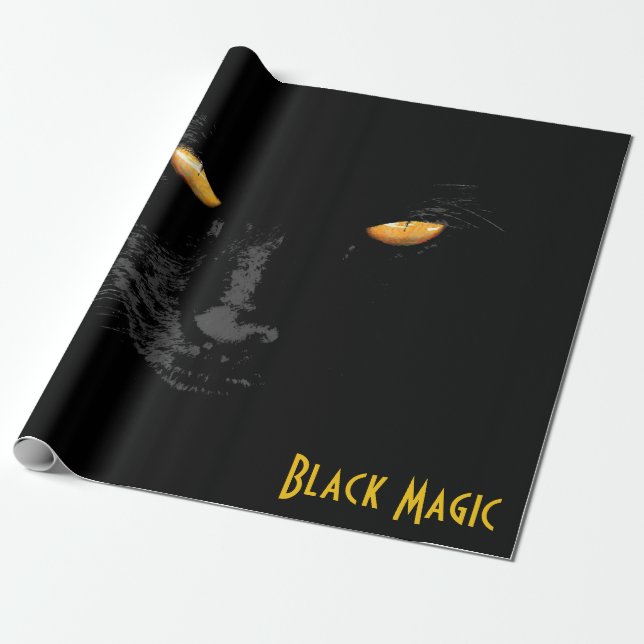 Papier Cadeau Black Cat Magic drôle personnalisable (Déroulé)