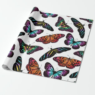 Papier Cadeau Black Colorful Butterflies