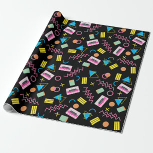 Papier Cadeau Black Colorful Eighties 80's Retro Motif