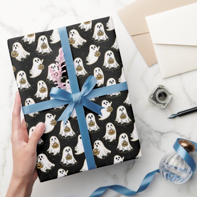 Papier Cadeau Black | Fantôme et Citrouille (Cadeaux)