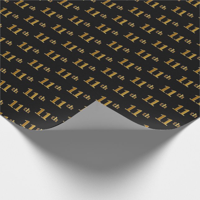 Papier Cadeau Black, Faux Gold 11e (onzième) événement (Coin)