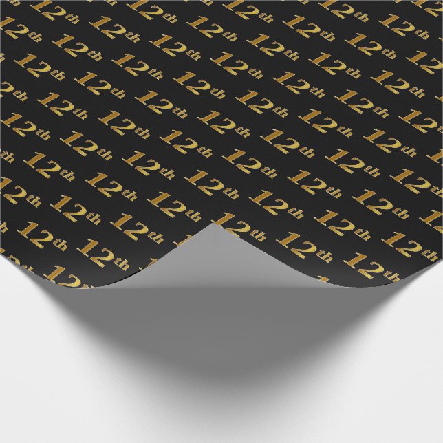 Papier Cadeau Black, Faux Gold 12e (Douzième) (Coin)