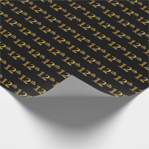 Papier Cadeau Black, Faux Gold 12e (Douzième)