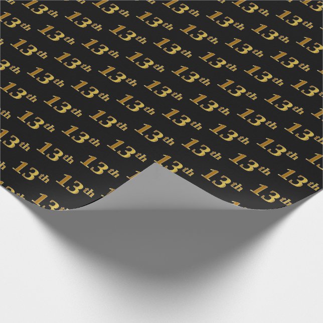 Papier Cadeau Black, Faux Gold 13e (treizième) événement (Coin)