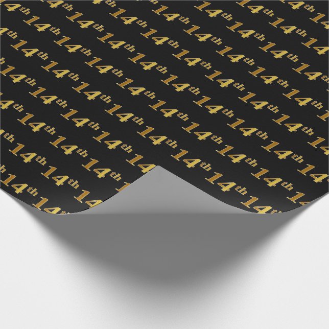 Papier Cadeau Black, Faux Gold 14e (quatorzième) événement (Coin)