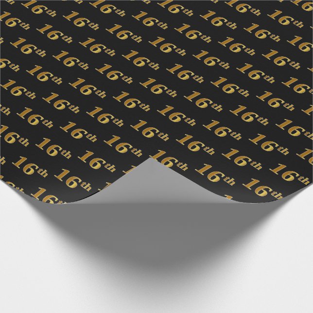 Papier Cadeau Black, Faux Gold 16e (seizième) événement (Coin)