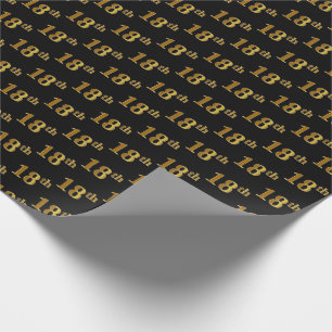 Papier Cadeau Black, Faux Gold 18e (dix-huitième)
