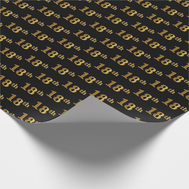 Papier Cadeau Black, Faux Gold 18e (dix-huitième) (Coin)