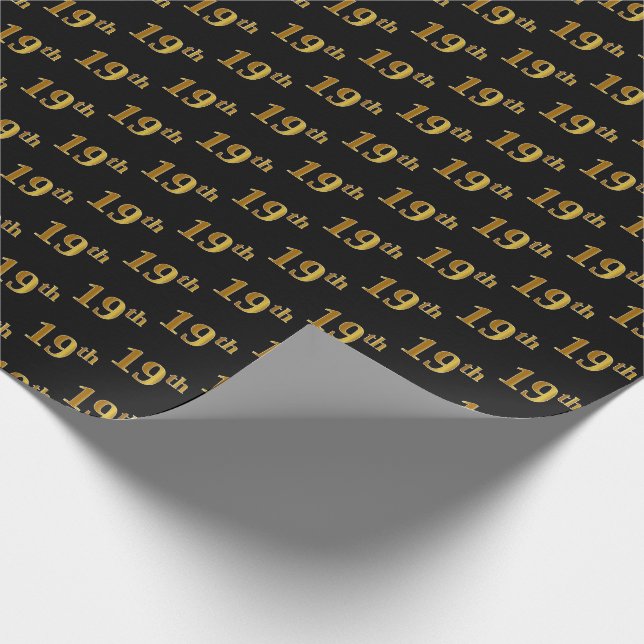 Papier Cadeau Black, Faux Gold 19e (dix-neuvième) (Coin)