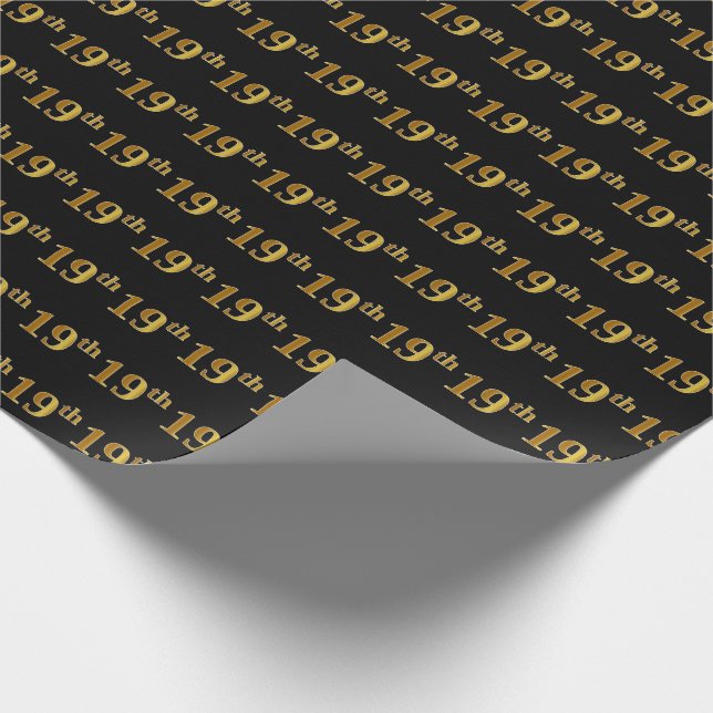 Papier Cadeau Black, Faux Gold 19e (dix-neuvième) (Coin)