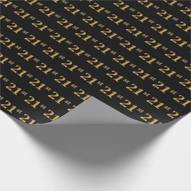 Papier Cadeau Black, Faux Gold 21e (Vingt et unième) (Coin)