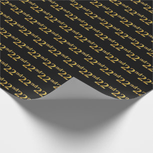 Papier Cadeau Black, Faux Gold 22e (Vingt-deuxième)