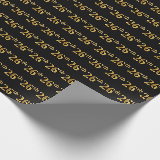 Papier Cadeau Black, Faux Gold 26e (Vingt-sixième) (Coin)