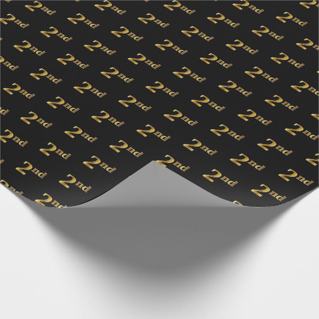 Papier Cadeau Black, Faux Gold 2e (deuxième) Event Wrapper Paper (Coin)