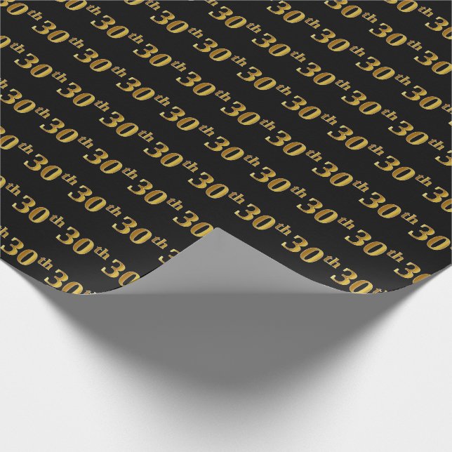 Papier Cadeau Black, Faux Gold 30e (Trentième) (Coin)