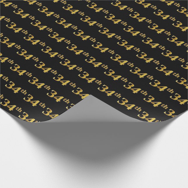 Papier Cadeau Black, Faux Gold 34e (Trente-Quatrième) (Coin)