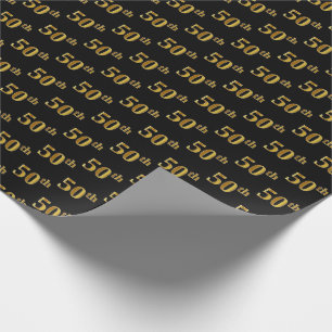 Papier Cadeau Black, Faux Gold 50e (Cinquantième)