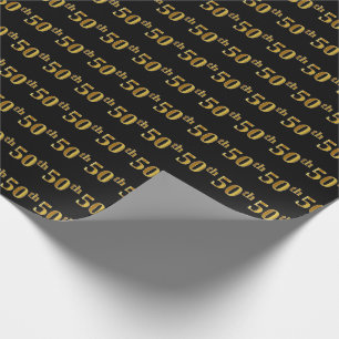 Papier Cadeau Black, Faux Gold 50e (Cinquantième)