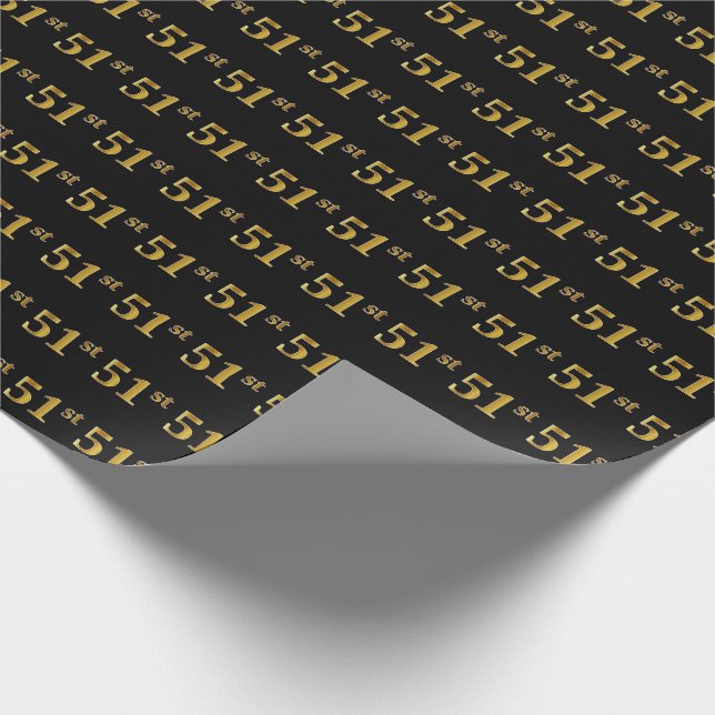Papier Cadeau Black, Faux Gold 51e (Cinquante et unième) (Coin)