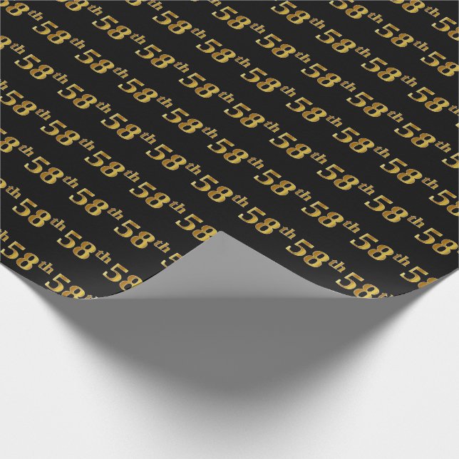 Papier Cadeau Black, Faux Gold 58e (Cinquante-huitième) (Coin)