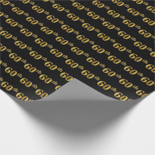Papier Cadeau Black, Faux Gold 60e (Soixantième)