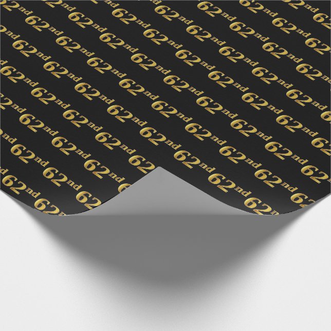 Papier Cadeau Black, Faux Gold 62e (Soixante-deuxième) (Coin)
