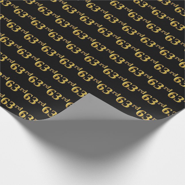 Papier Cadeau Black, Faux Gold 63e (Soixante-troisième) (Coin)