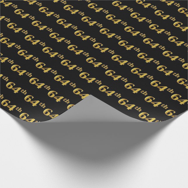 Papier Cadeau Black, Faux Gold 64e (Soixante-quatrième) (Coin)