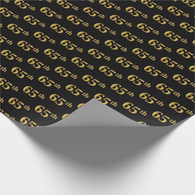 Papier Cadeau Black, Faux Gold 65e (Soixante-cinquième) (Coin)