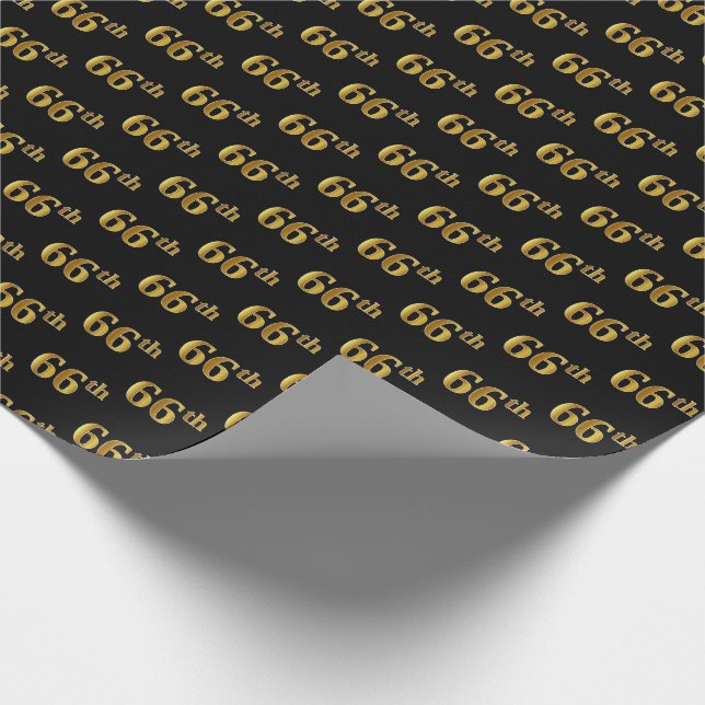 Papier Cadeau Black, Faux Gold 66e (Soixante-sixième) (Coin)